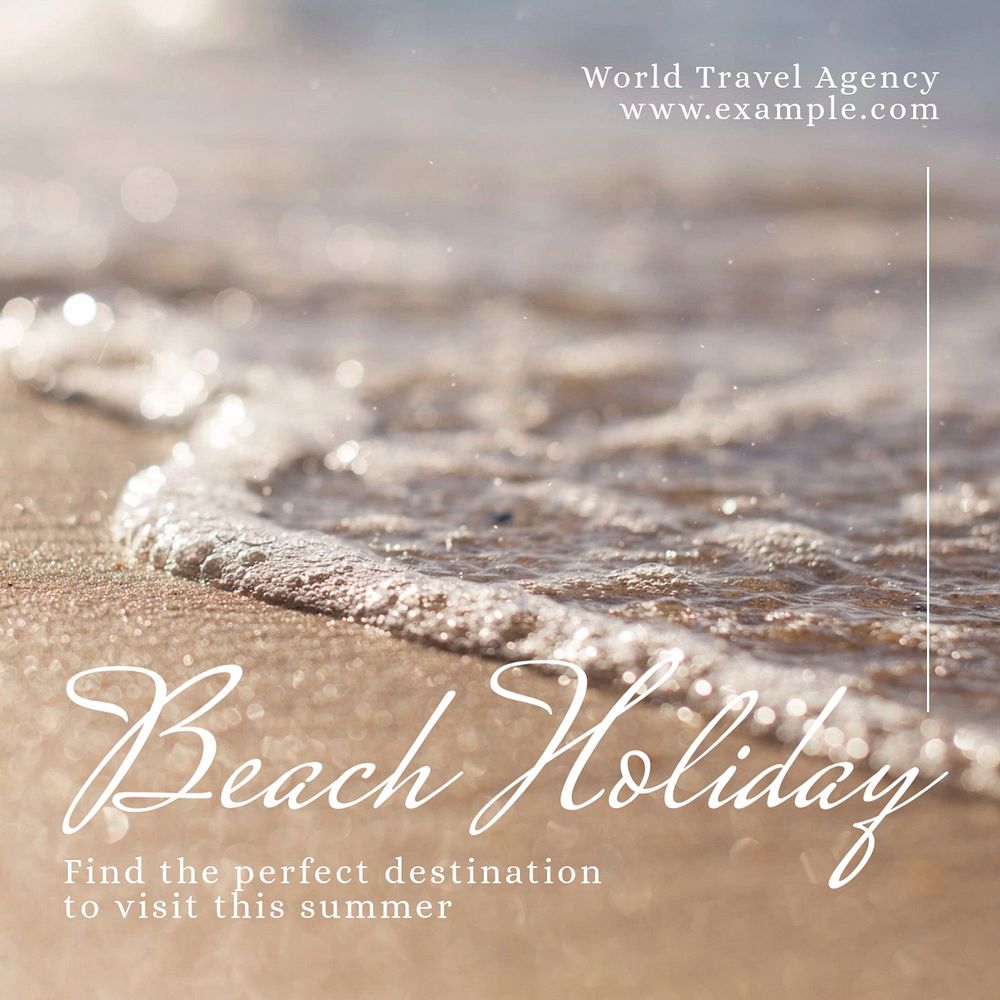 Beach holiday Instagram post template, editable text