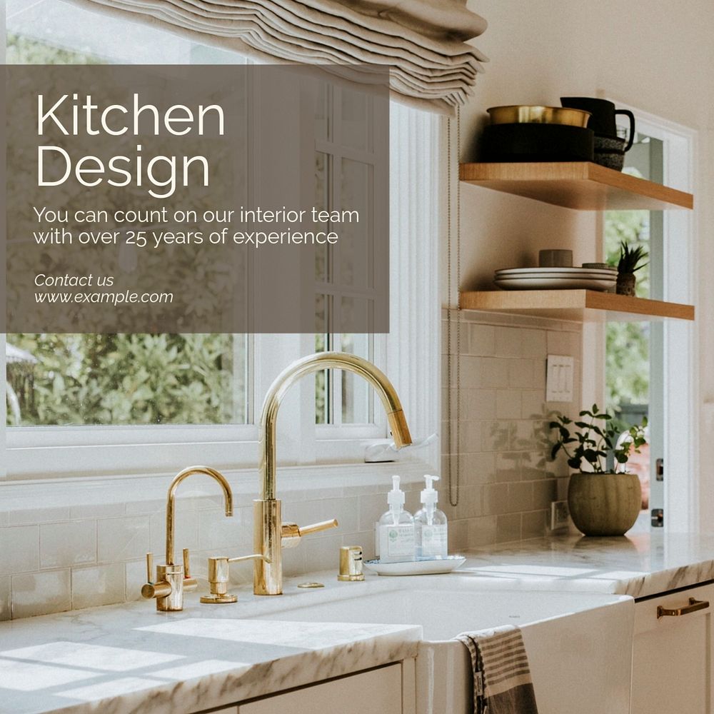 Kitchen design Instagram post template, editable text