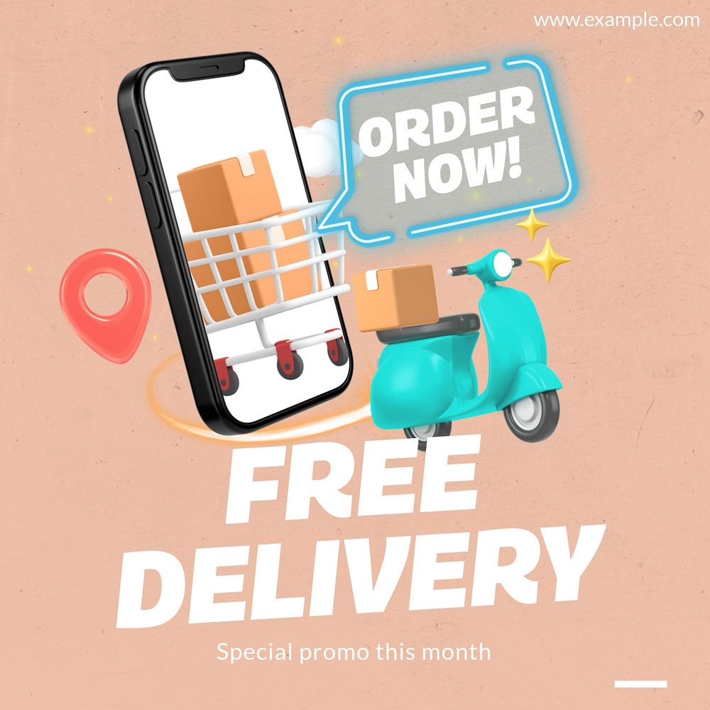 Free delivery  Instagram post template, editable text