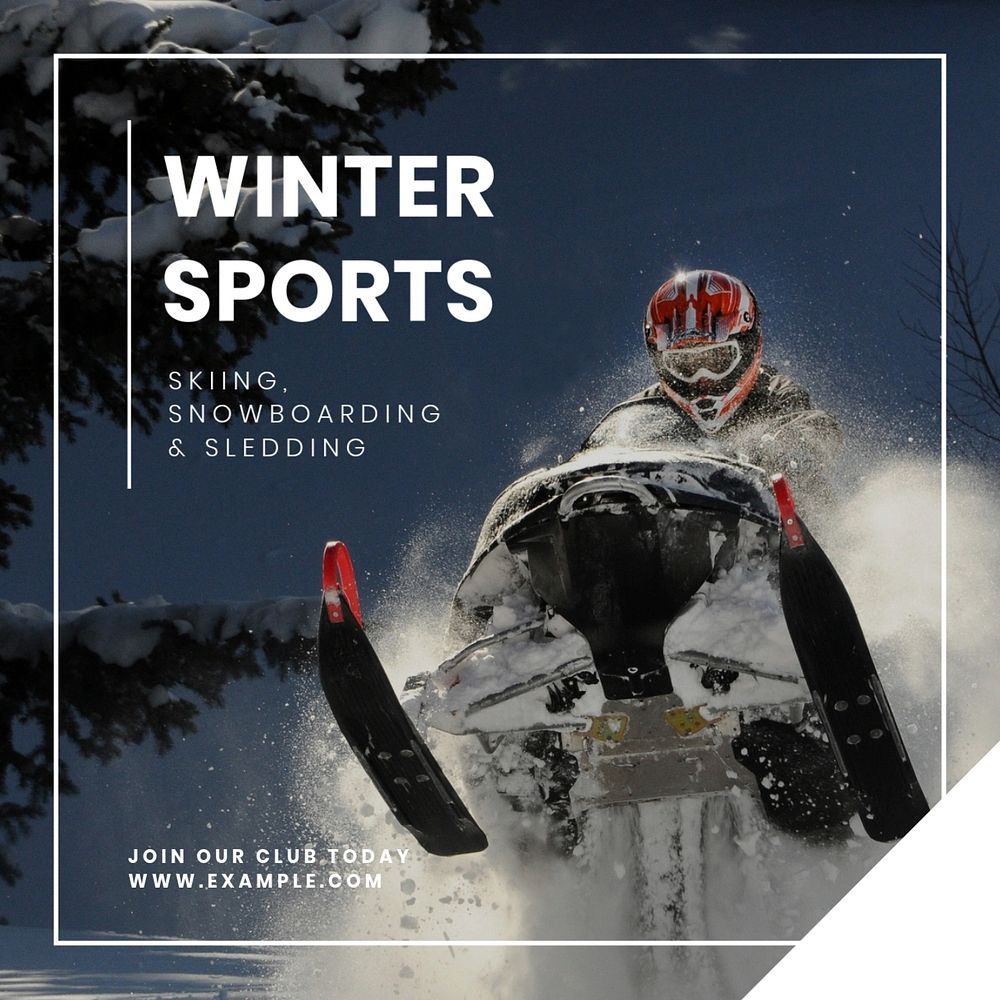 Winter sports Instagram post template, editable text