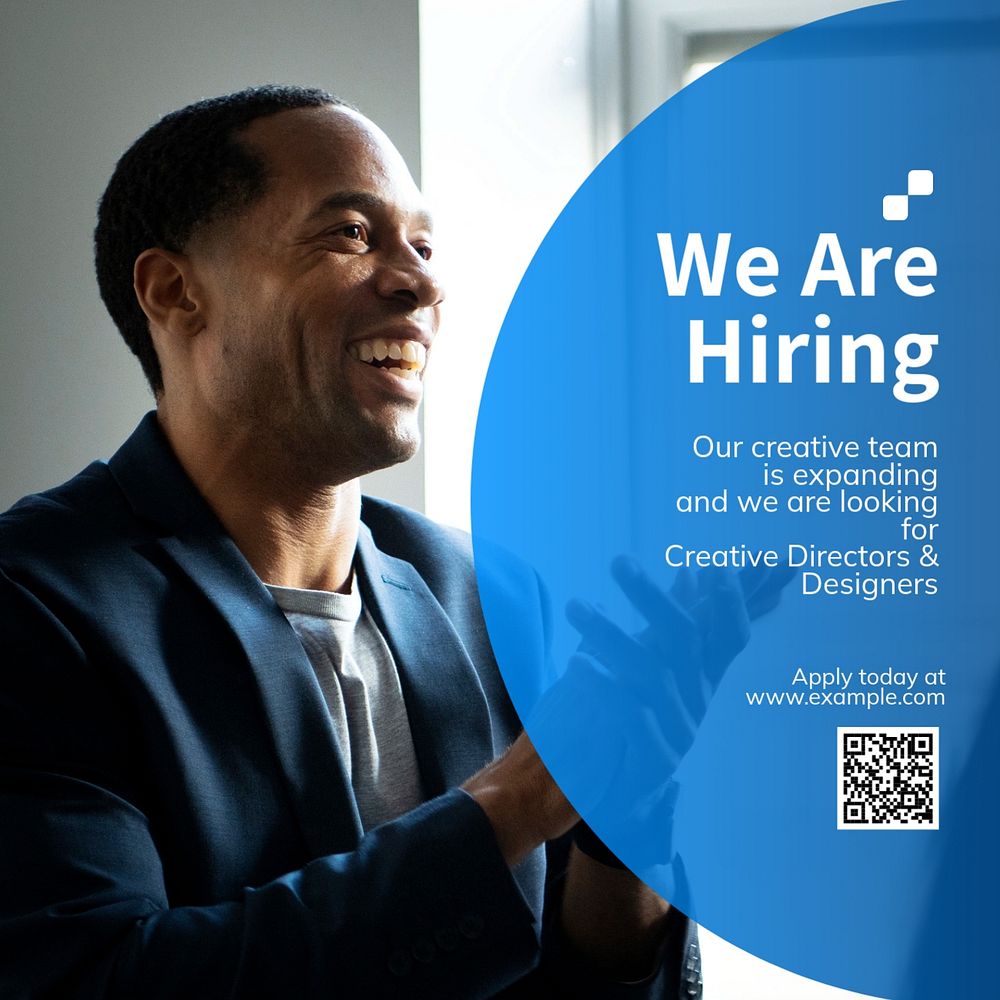 We are hiring Instagram post template, editable text