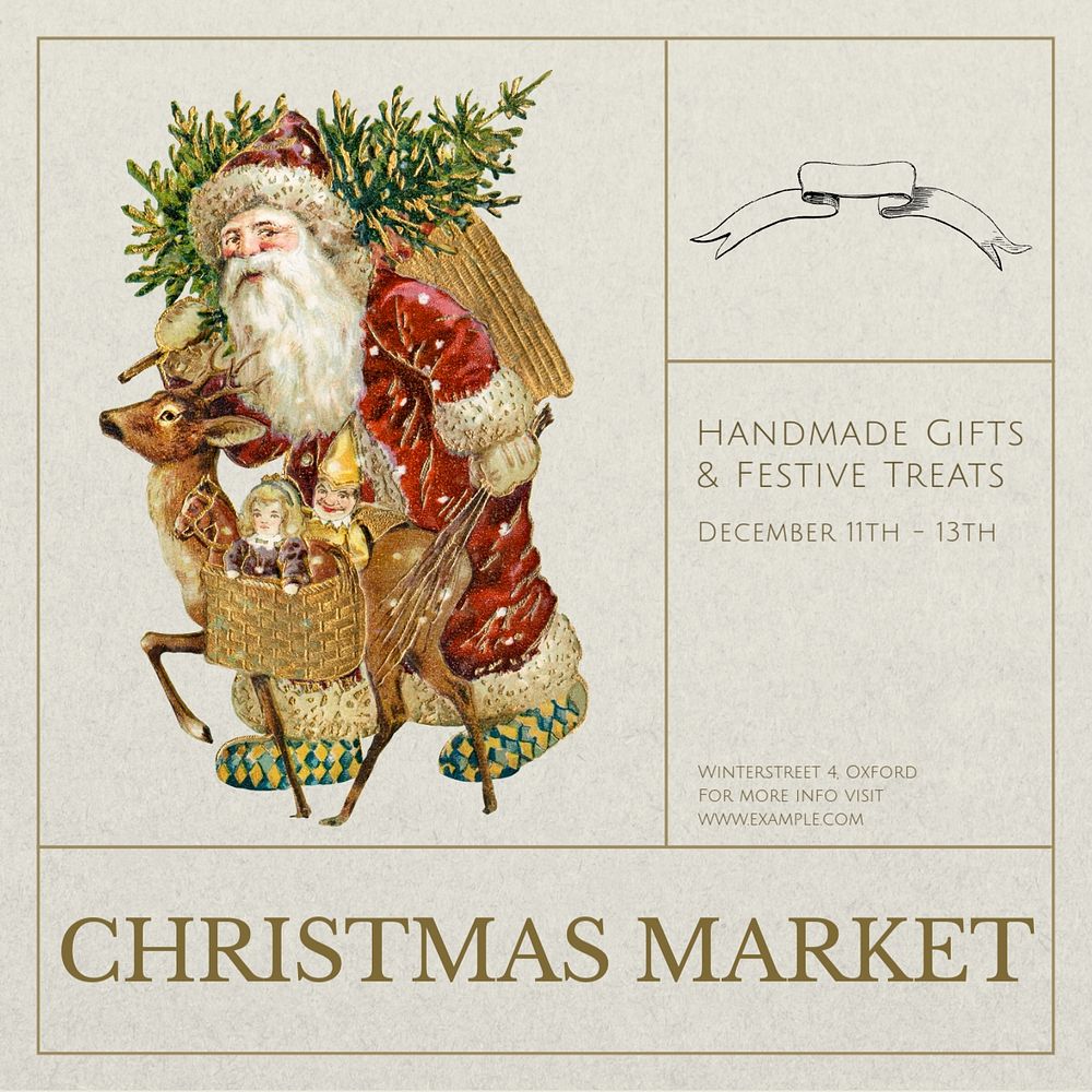 Christmas market Instagram post template, editable text