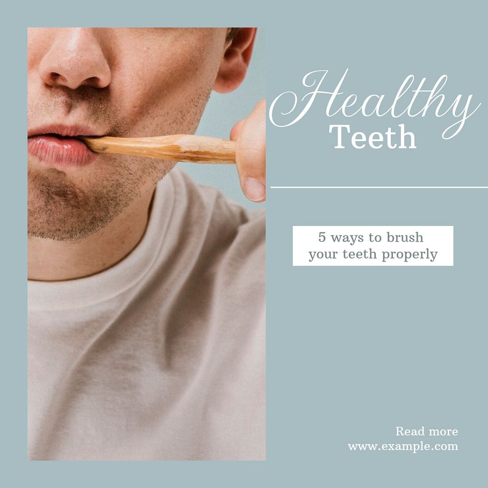 Healthy teeth Instagram post template, editable text