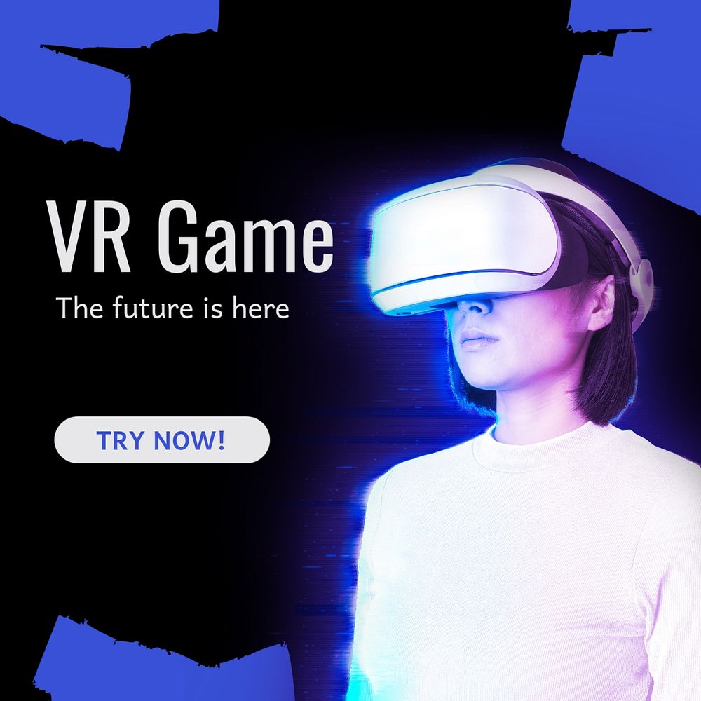 VR game Instagram post template, editable text