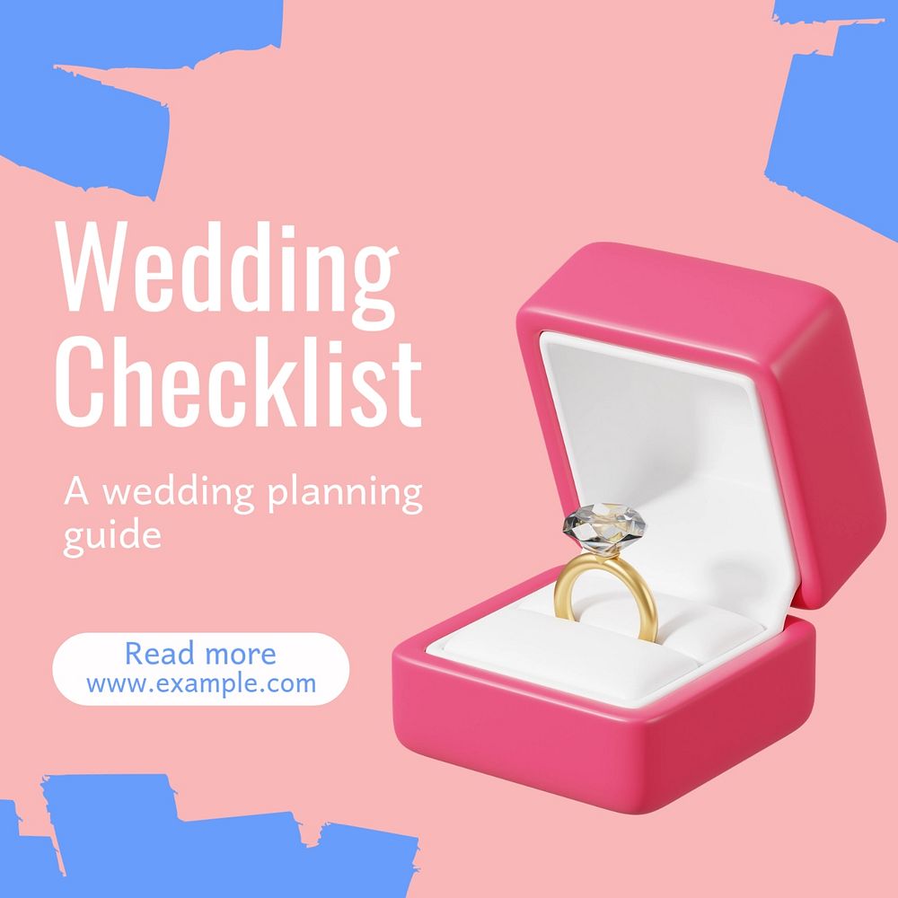 Wedding checklist Instagram post template, editable text