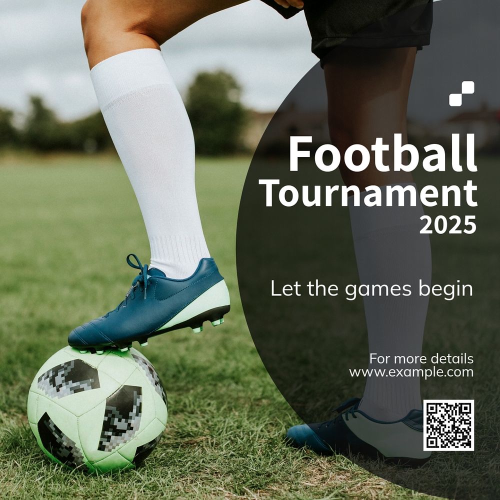 Football tournament Instagram post template, editable text