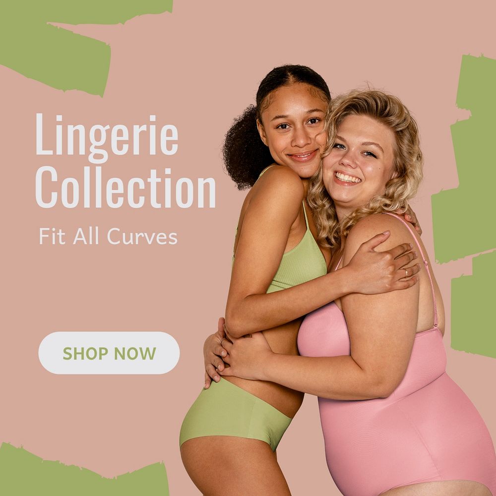 Lingerie collection Instagram post template, editable text