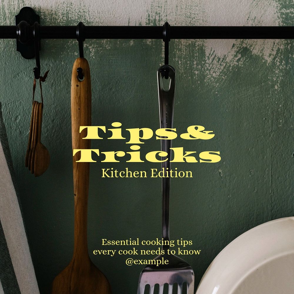 Kitchen tips & tricks Instagram post template, editable text