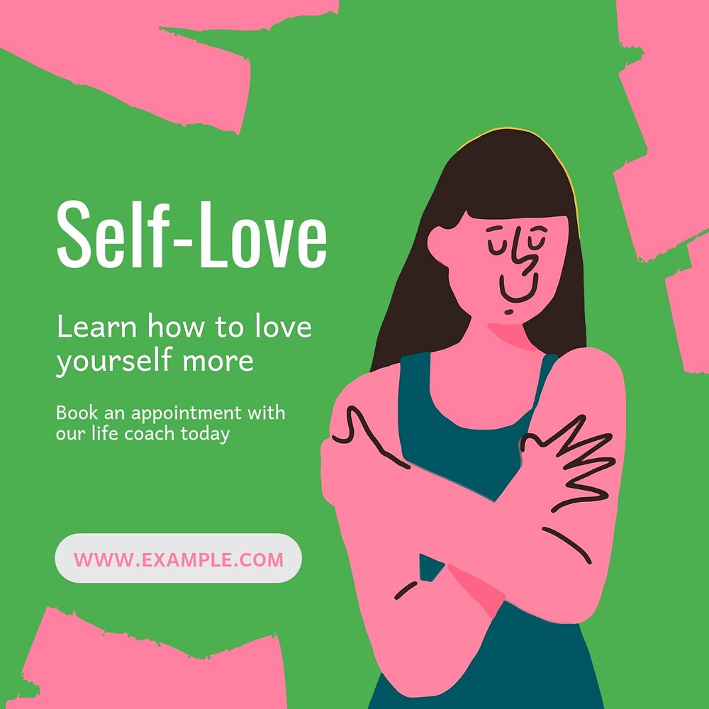 Self-love Instagram post template, editable text