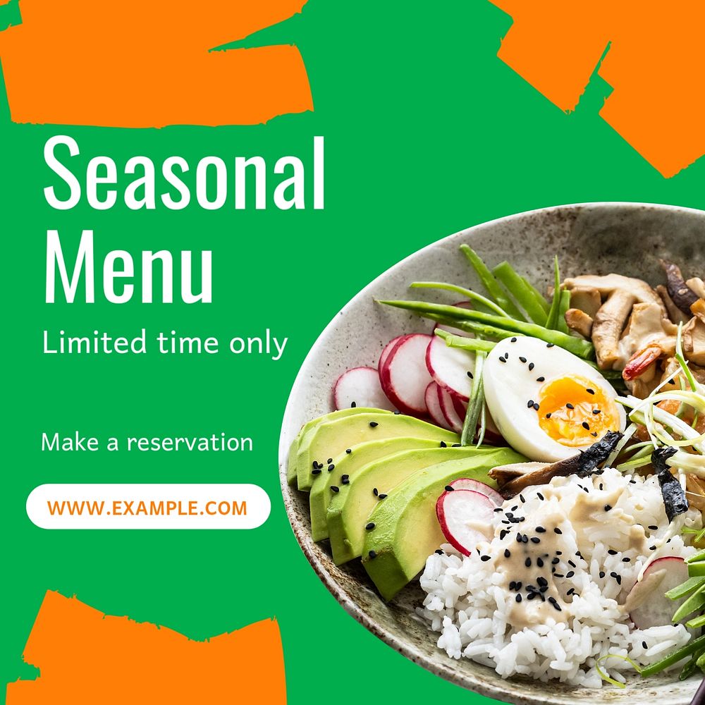 Seasonal menu Instagram post template, editable text