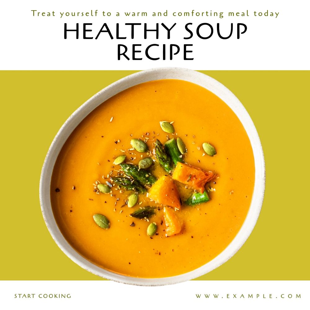 Healthy soup recipe Instagram post template, editable text