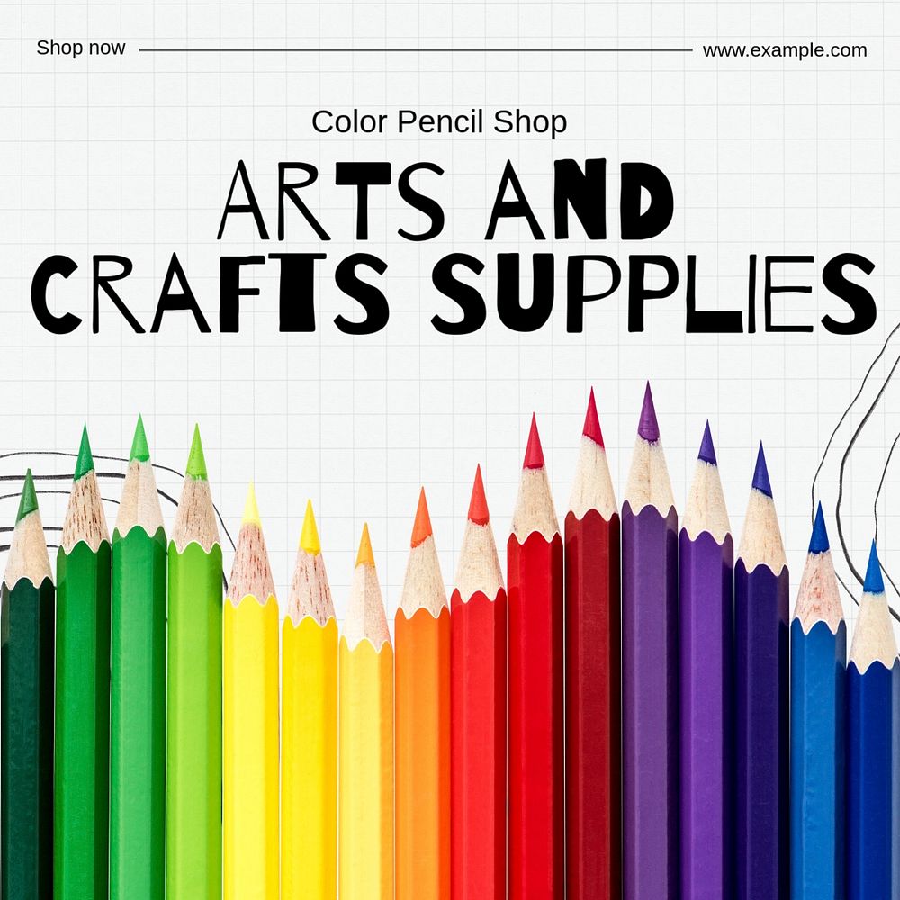 Arts crafts supplies Instagram post template, editable text