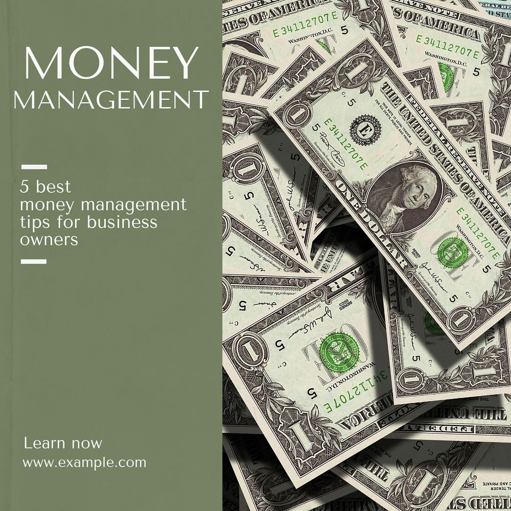 Money management Instagram post template, editable text