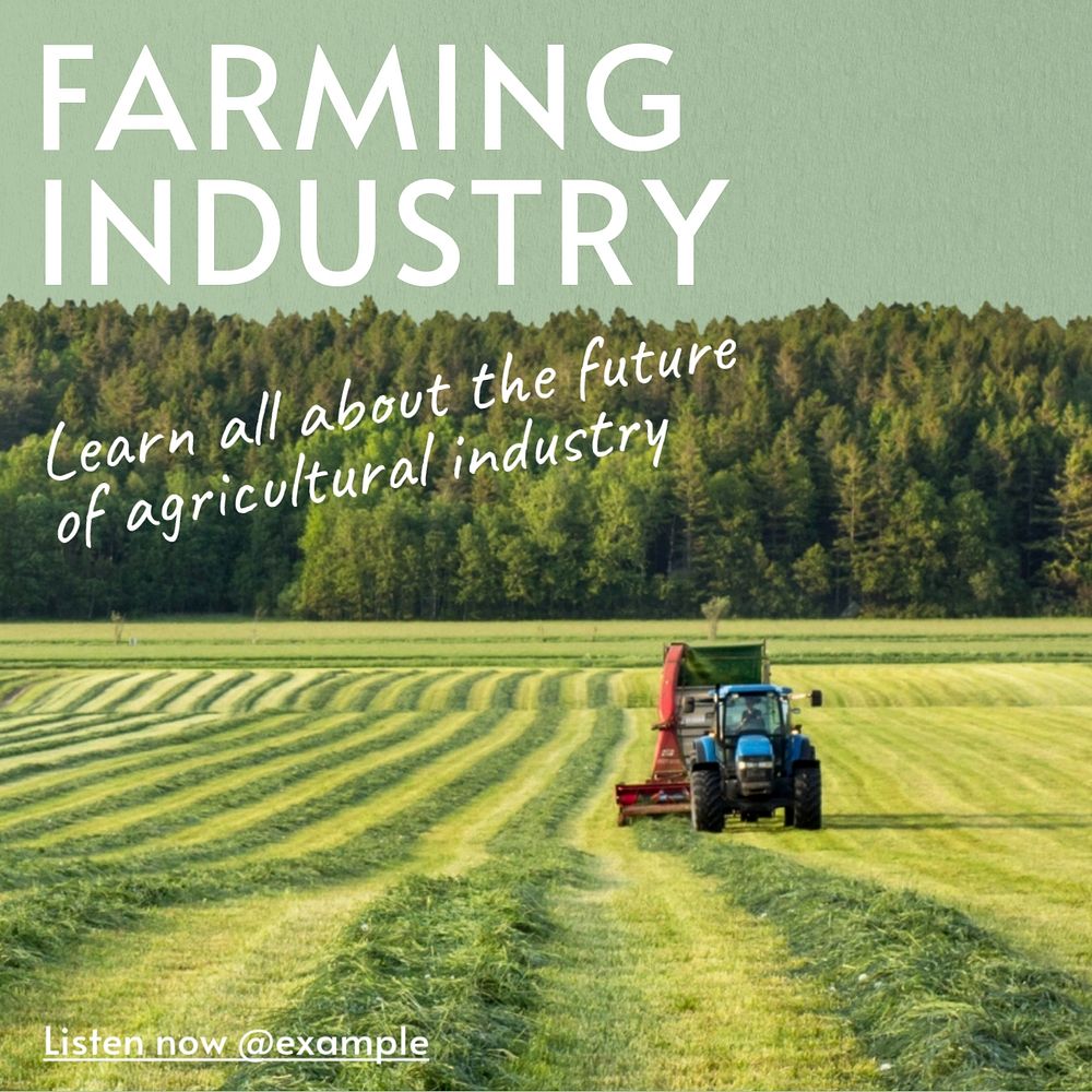 Farming industry  Instagram post template, editable text