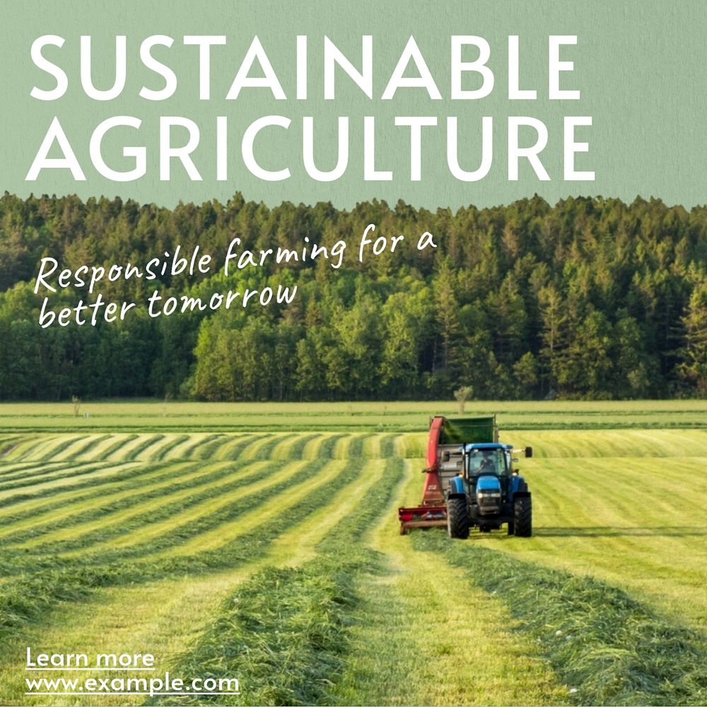 Sustainable agriculture  Instagram post template, editable text