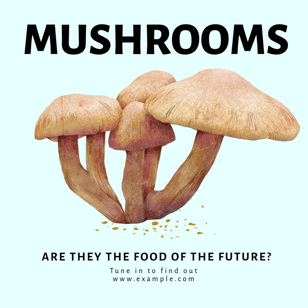 Mushroom Instagram post template, editable text