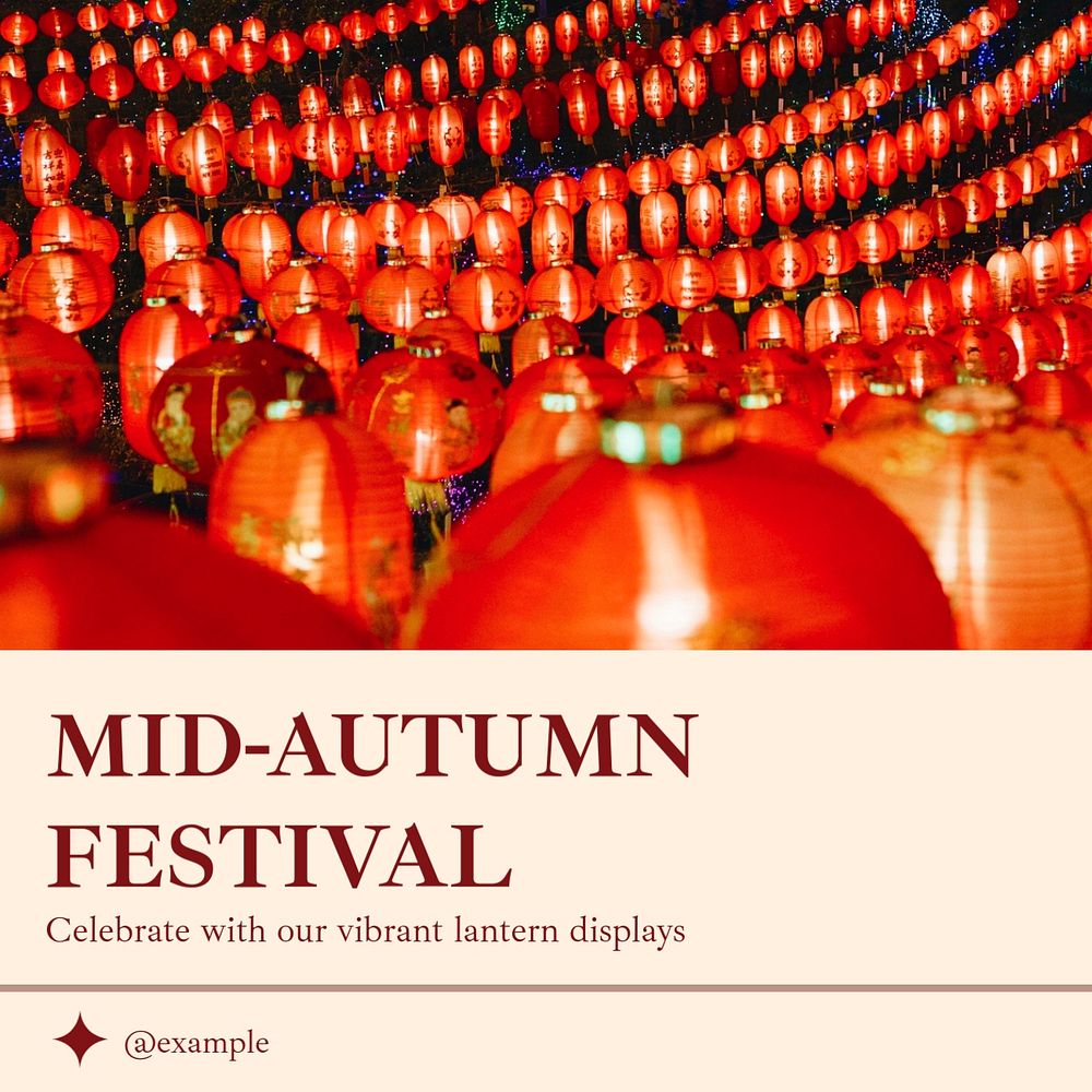 Mid Autumn festival Instagram post template, editable text