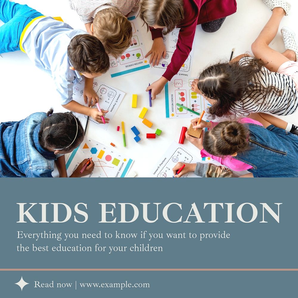 Kids education Instagram post template, editable text