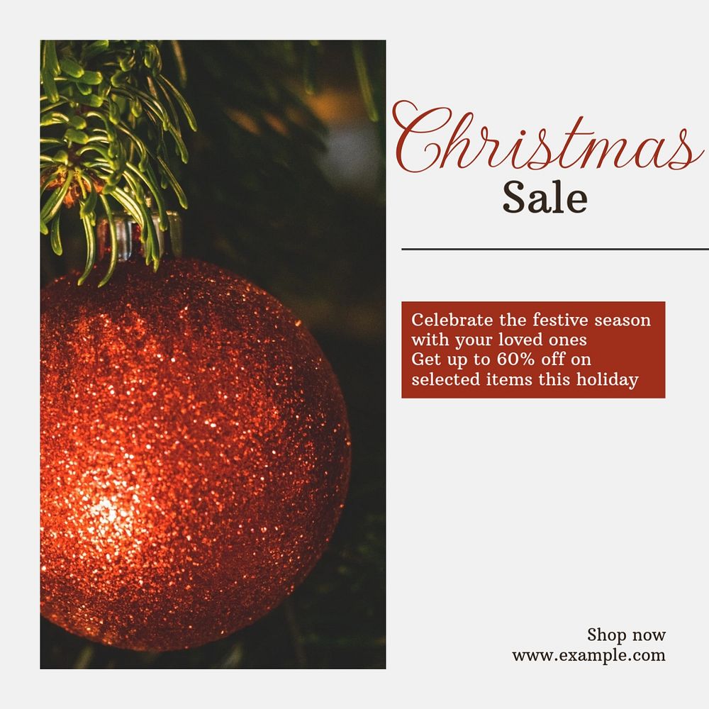 Christmas sale Instagram post template, editable text