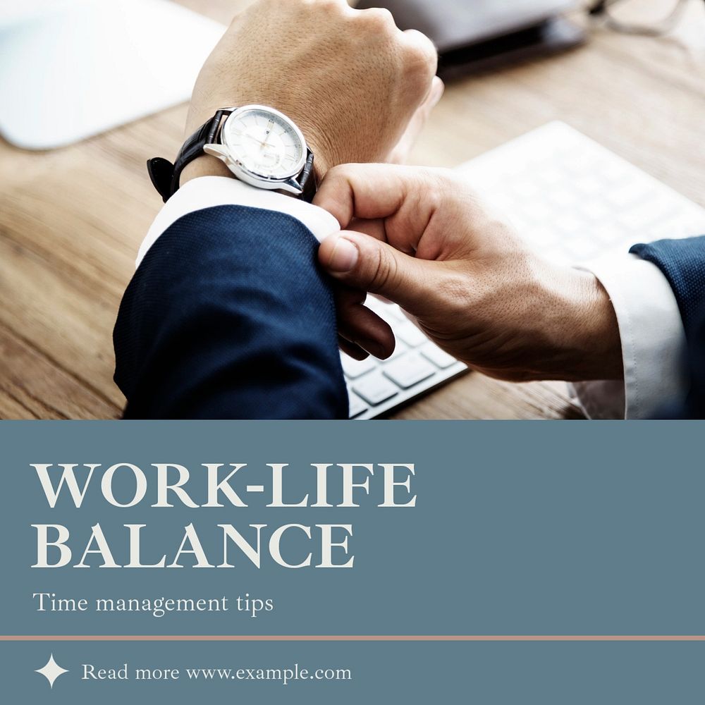 Work-life balance Instagram post template, editable text
