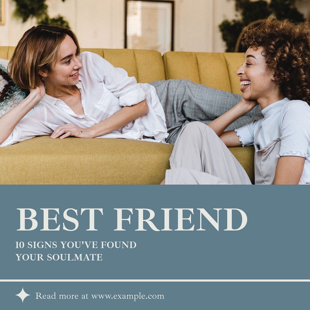 Best friend Instagram post template, editable text