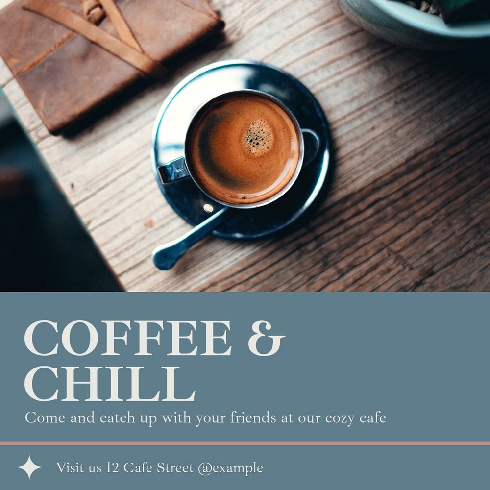 Coffee shop Instagram post template, editable text