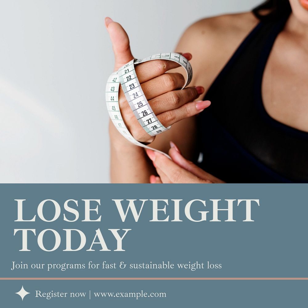 Weight loss Instagram post template, editable text