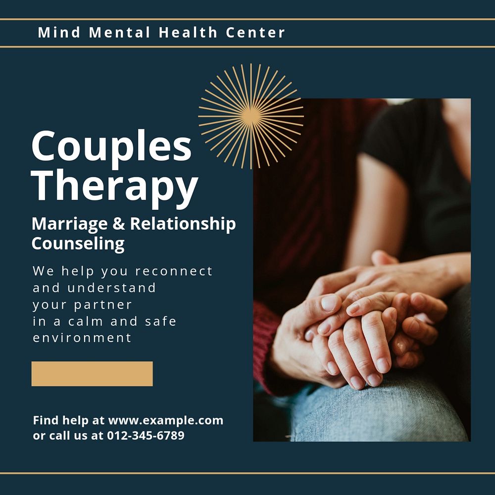 Couples therapy Instagram post template, editable text