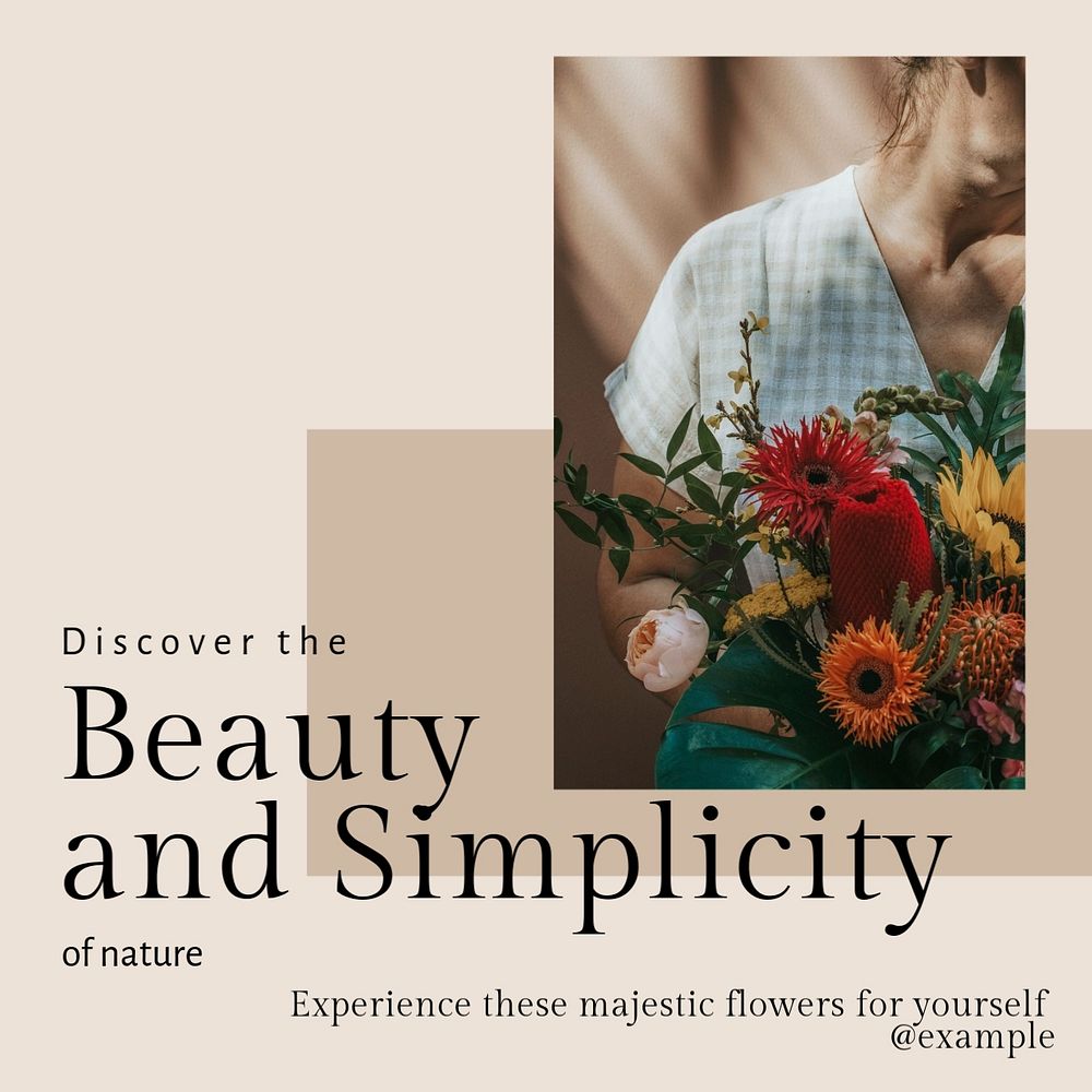 Flower nature inspiration Instagram post template, editable text