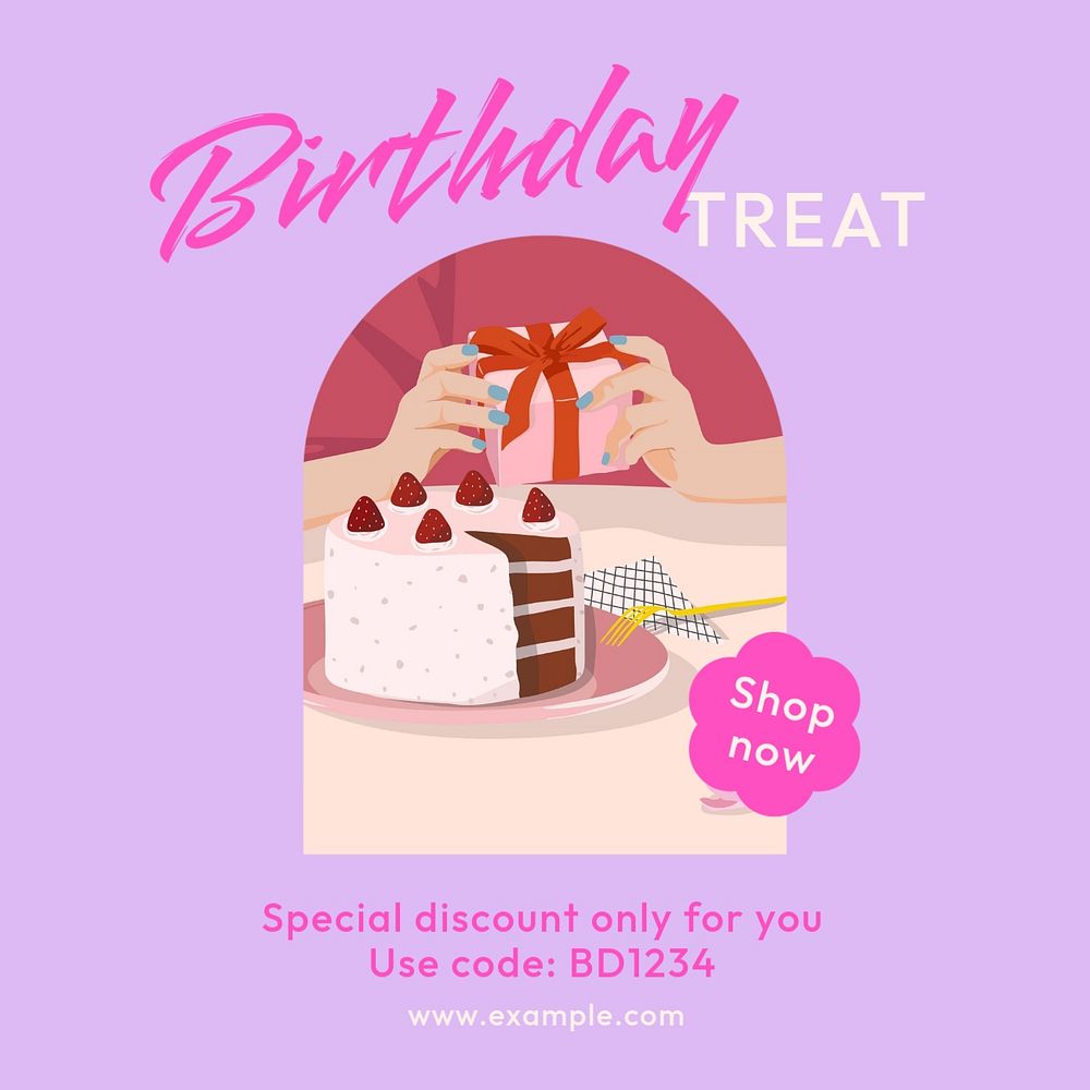 Birthday promotion Instagram post template, editable text