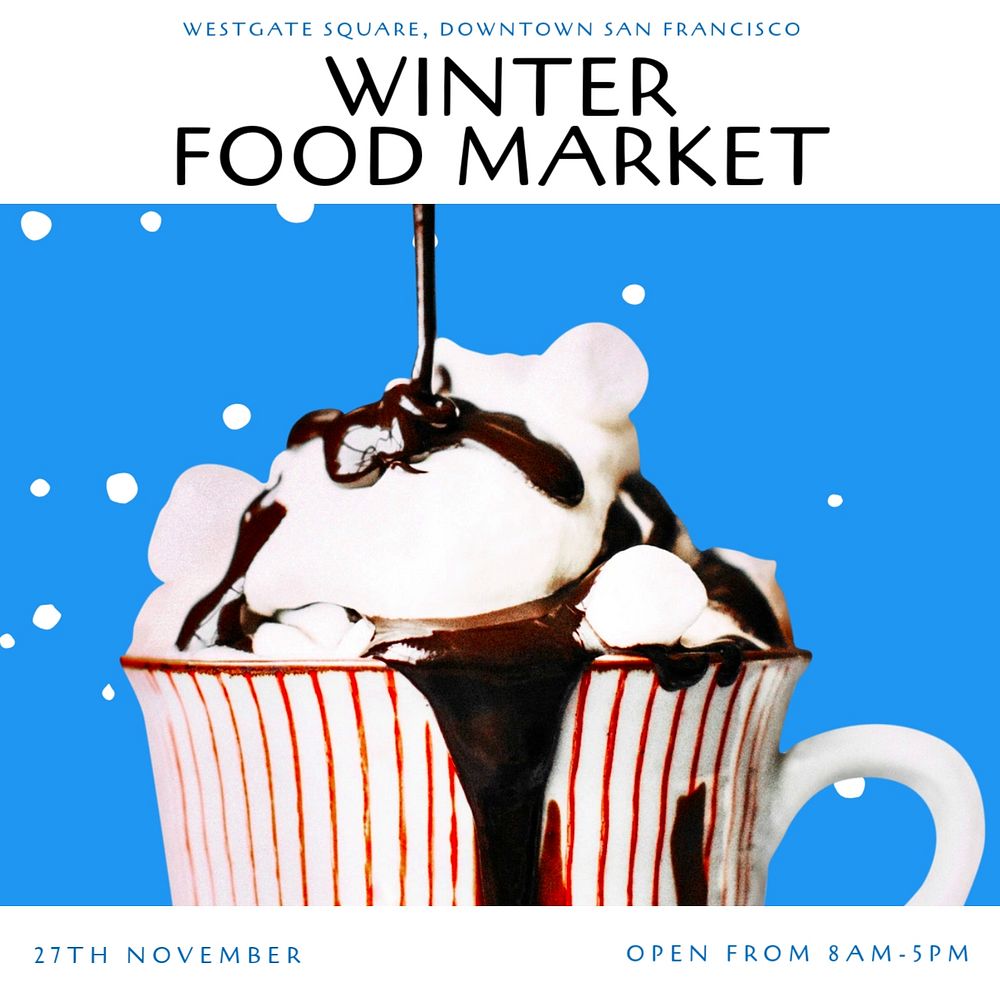 Winter food market Instagram post template, editable text