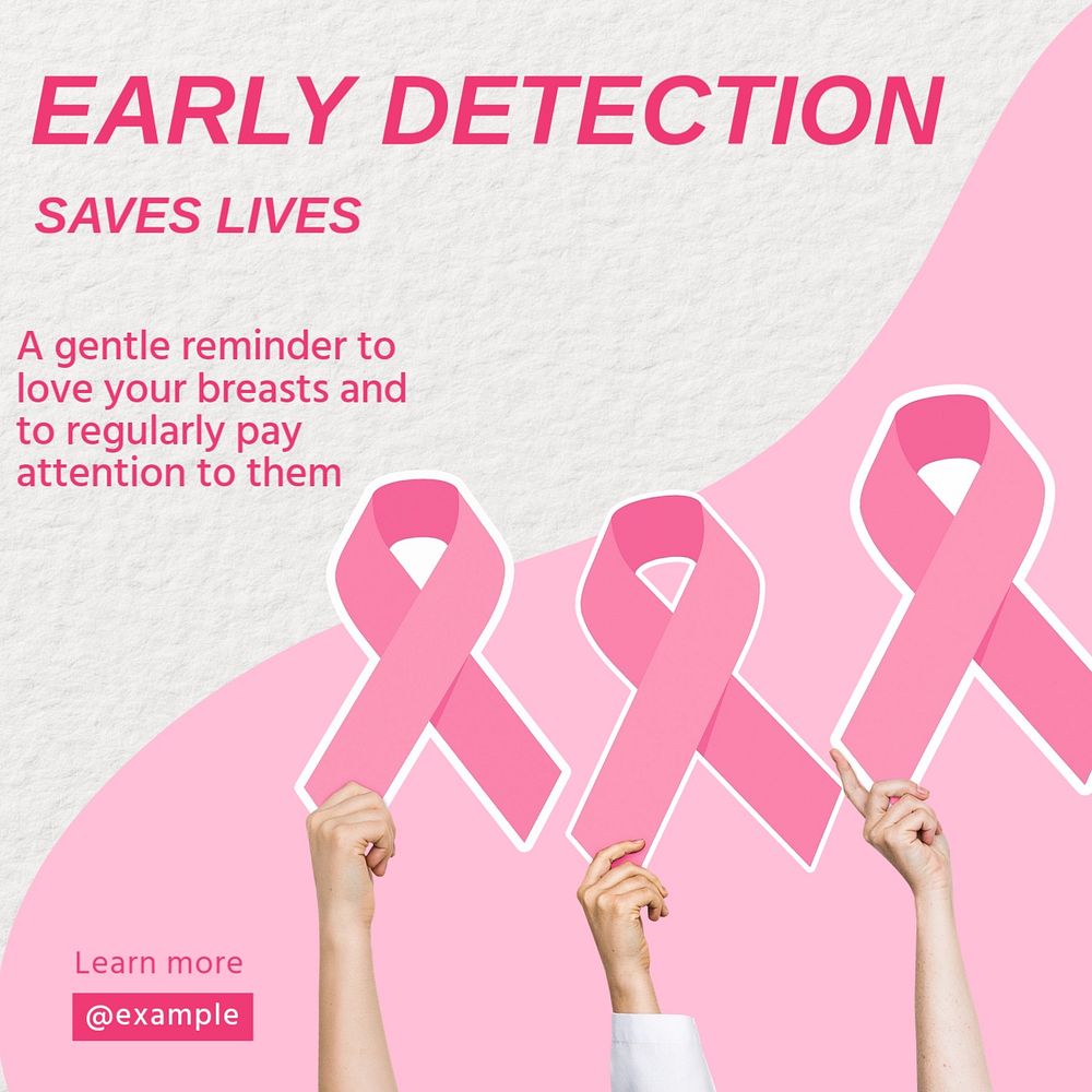 Breast cancer detection Instagram post template, editable text