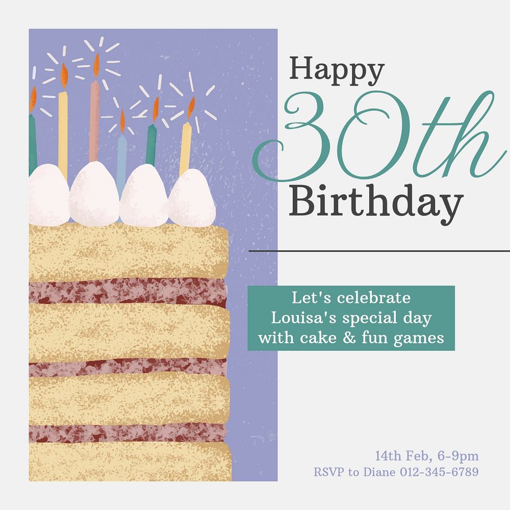 Senior's birthday Instagram post template, editable text