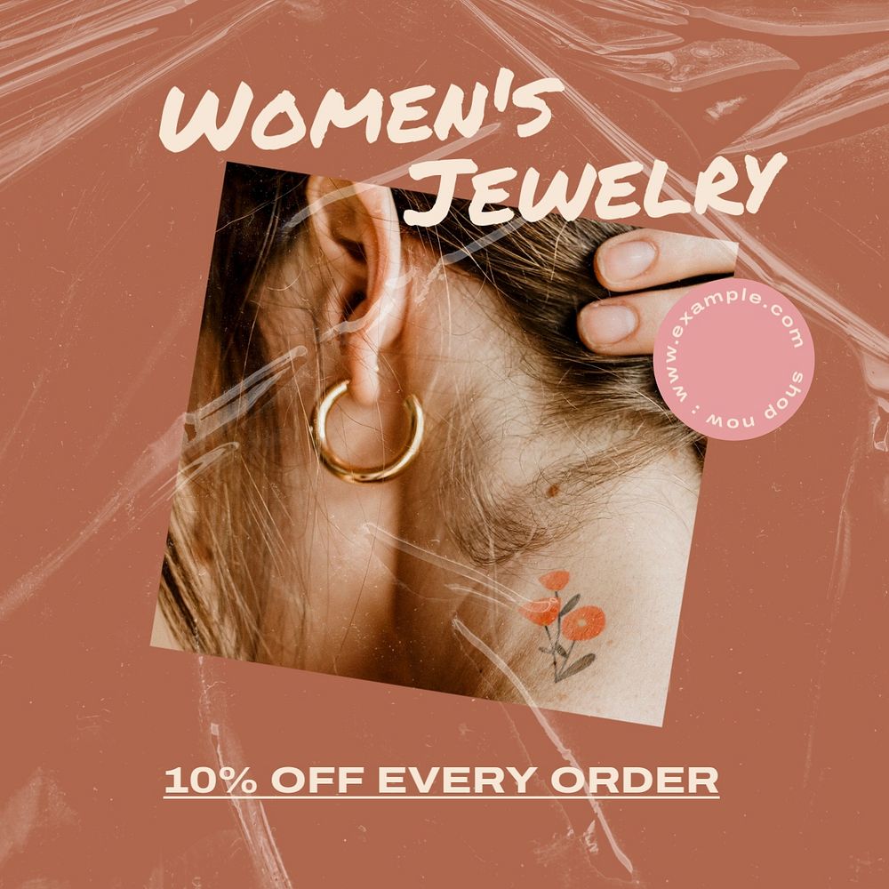 Women's jewelry Instagram post template, editable text