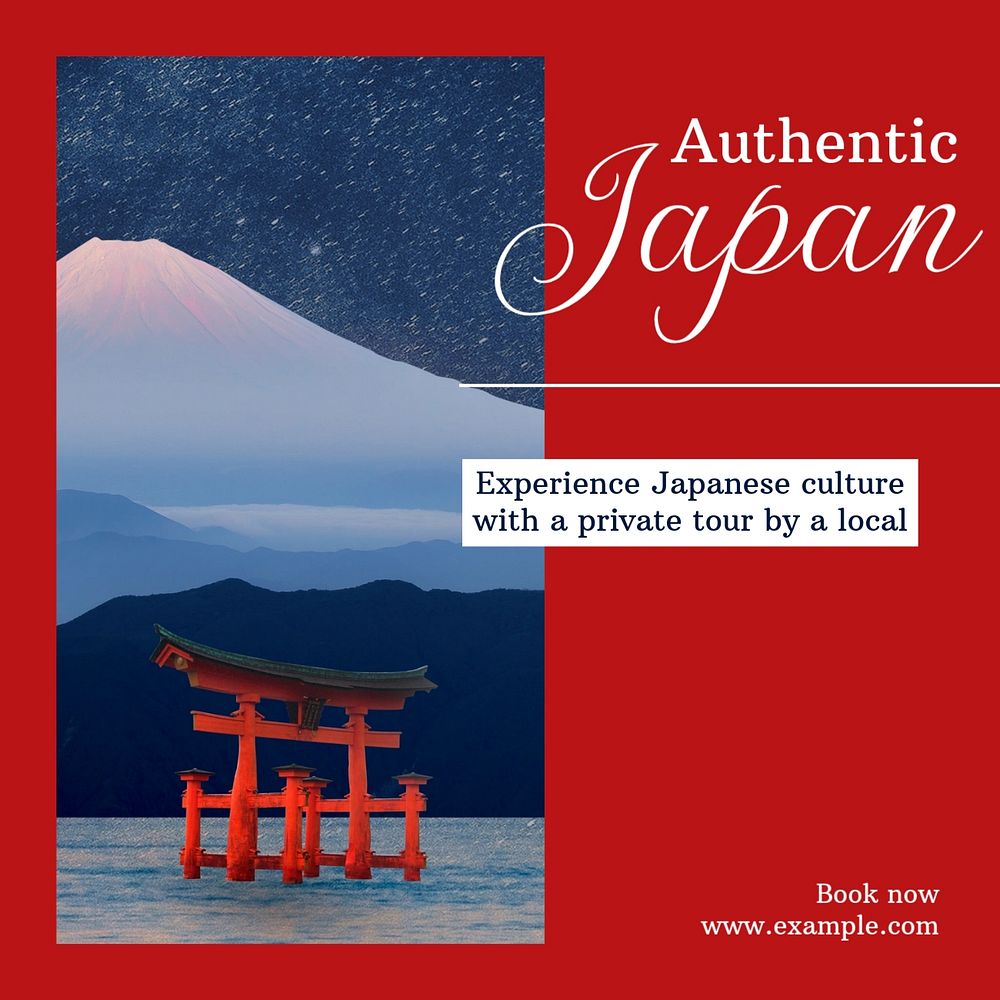 Authentic Japan Instagram post template, editable text