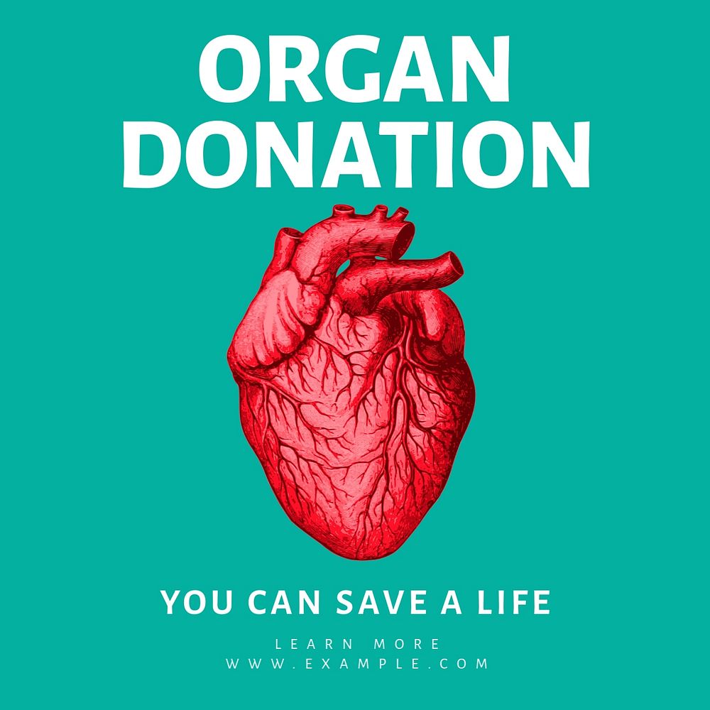 Organ donation Instagram post template, editable text