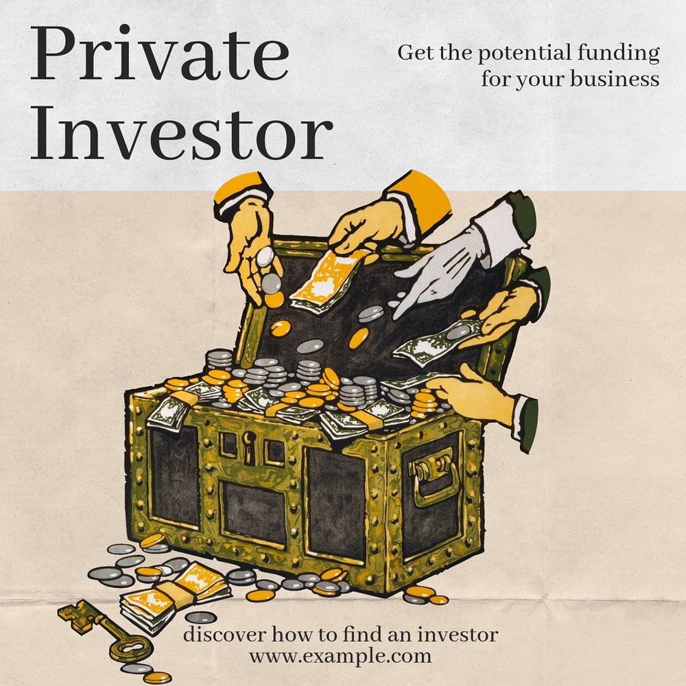 Private investor Instagram post template, editable text