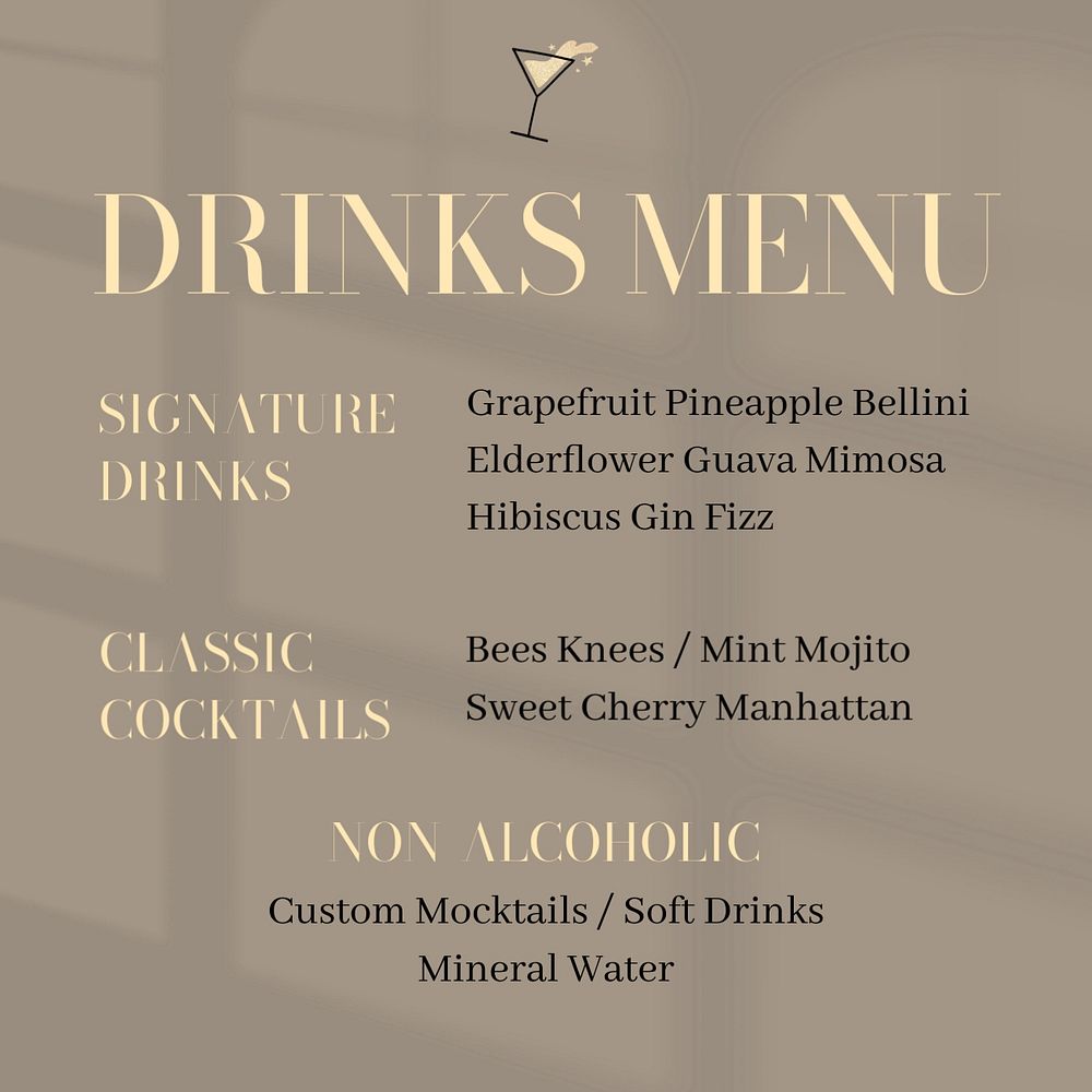 Drinks menu Instagram post template, editable design