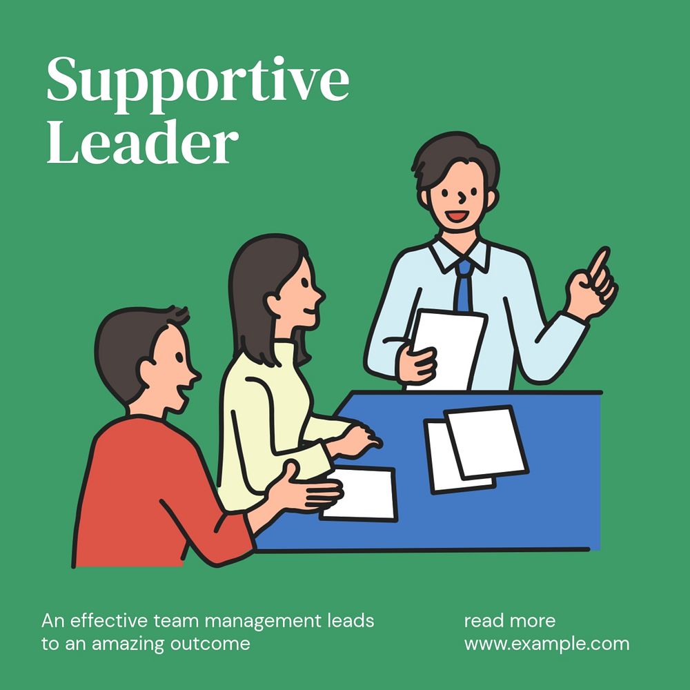 Supportive leader Instagram post template, editable text