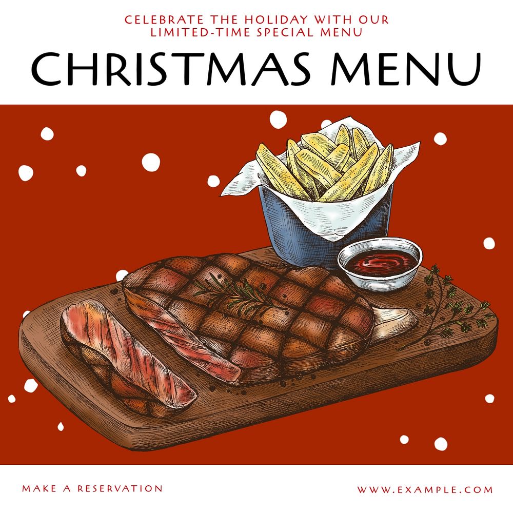 Christmas menu Instagram post template, editable text