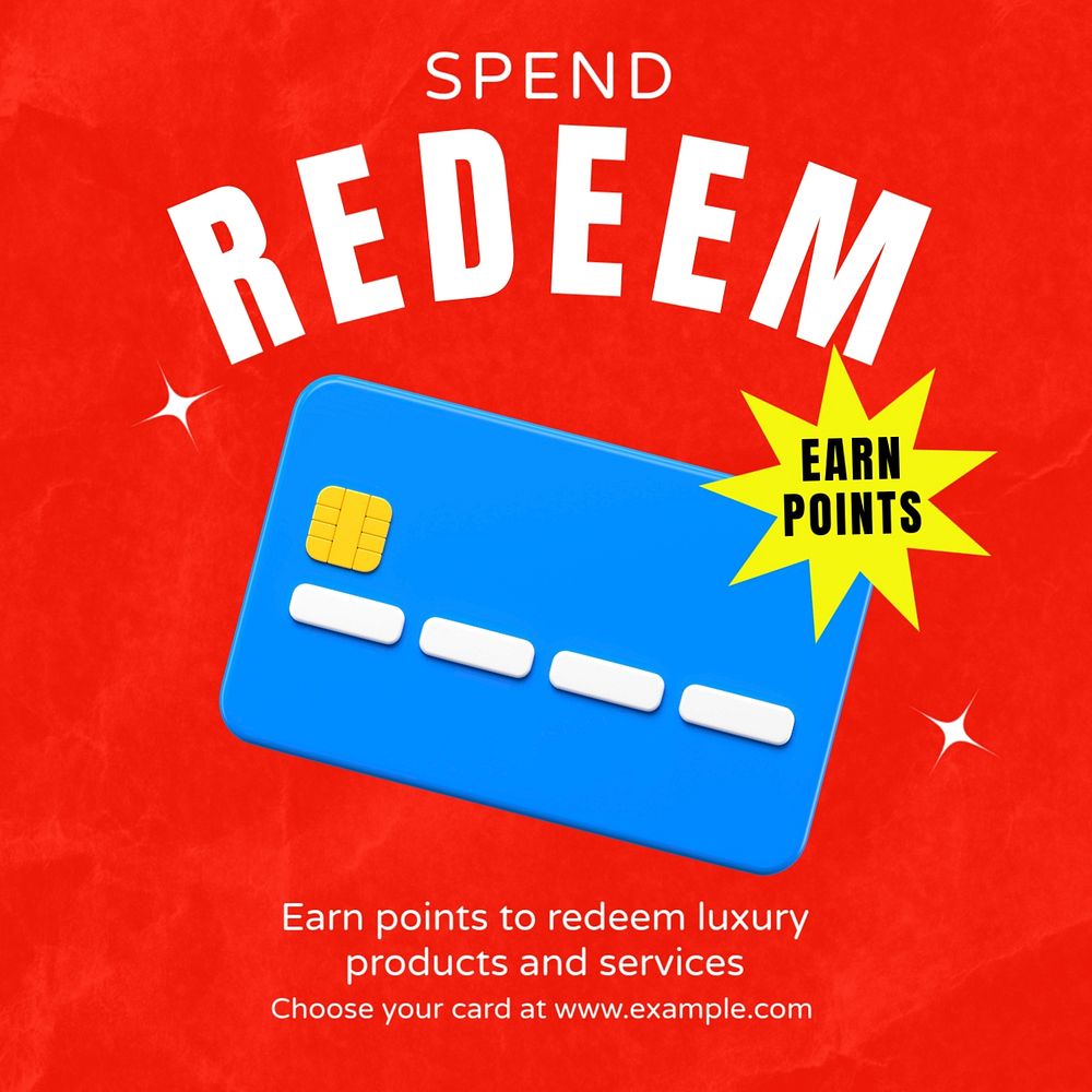 Credit card points Instagram post template, editable text