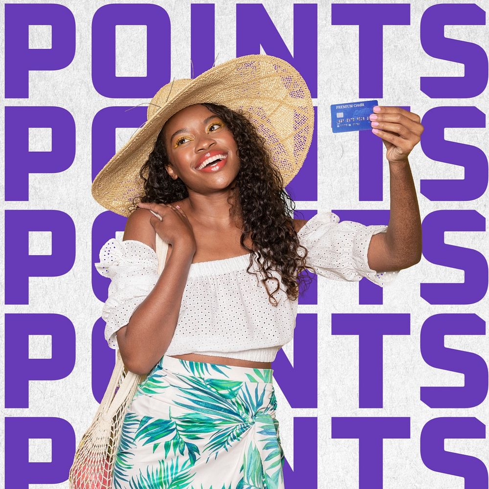 Shopping credit points Instagram post template, editable text