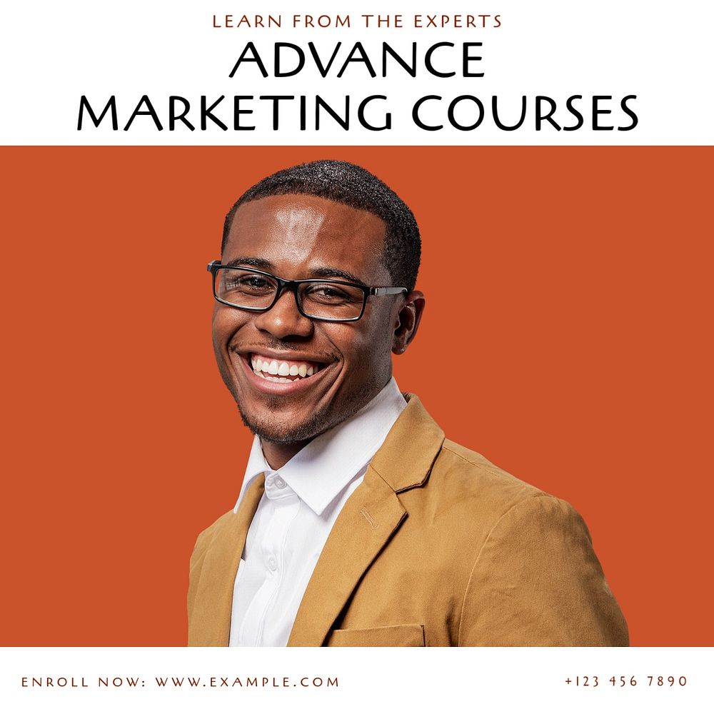 Advance marketing course Instagram post template, editable text