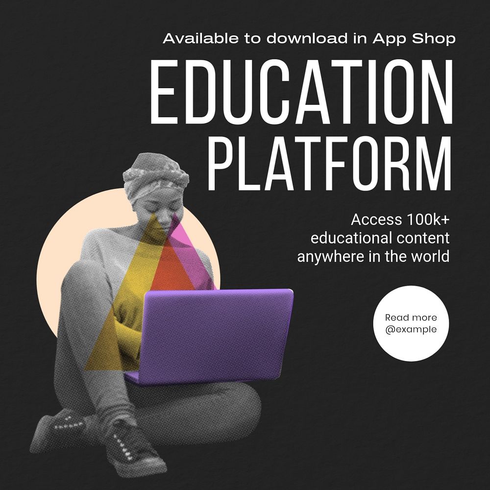 Education platform Instagram post template, editable text