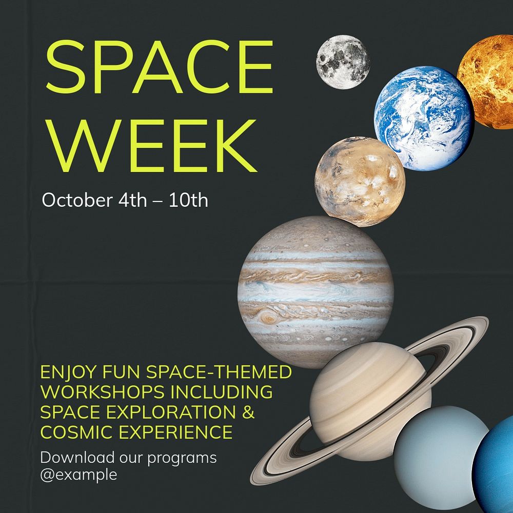 Space week Instagram post template, editable text