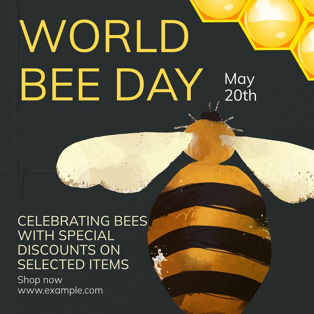 World Bee Day Instagram post template, editable text