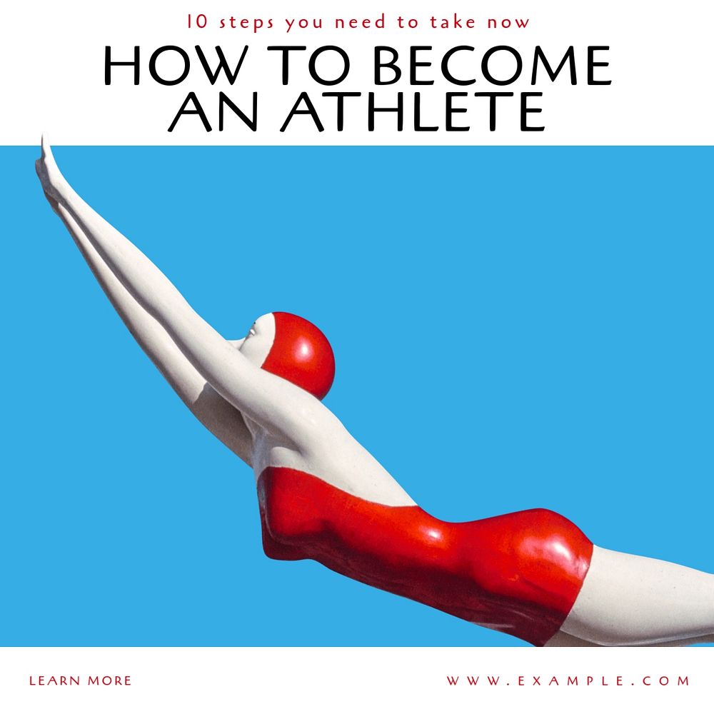 Become an athlete Instagram post template, editable text