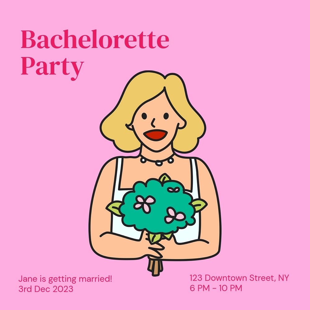 Bachelorette party Instagram post template, editable text