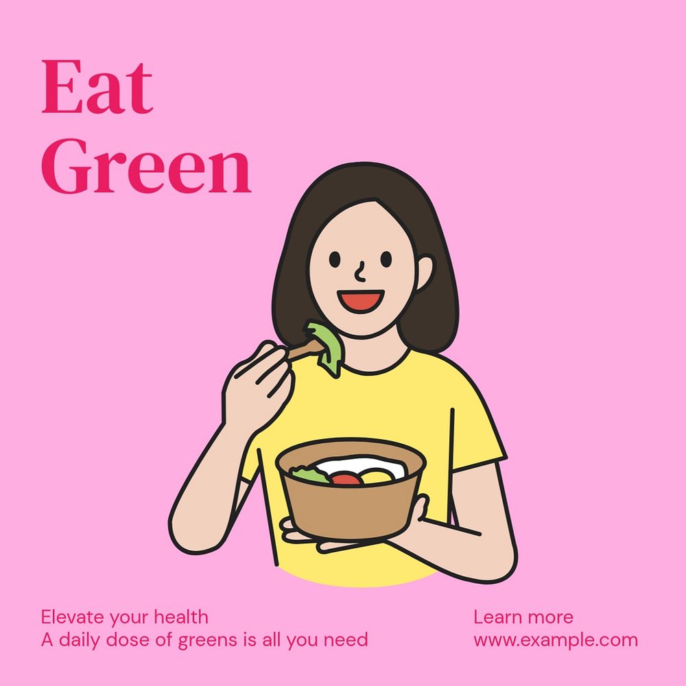 Eat green Instagram post template, editable text