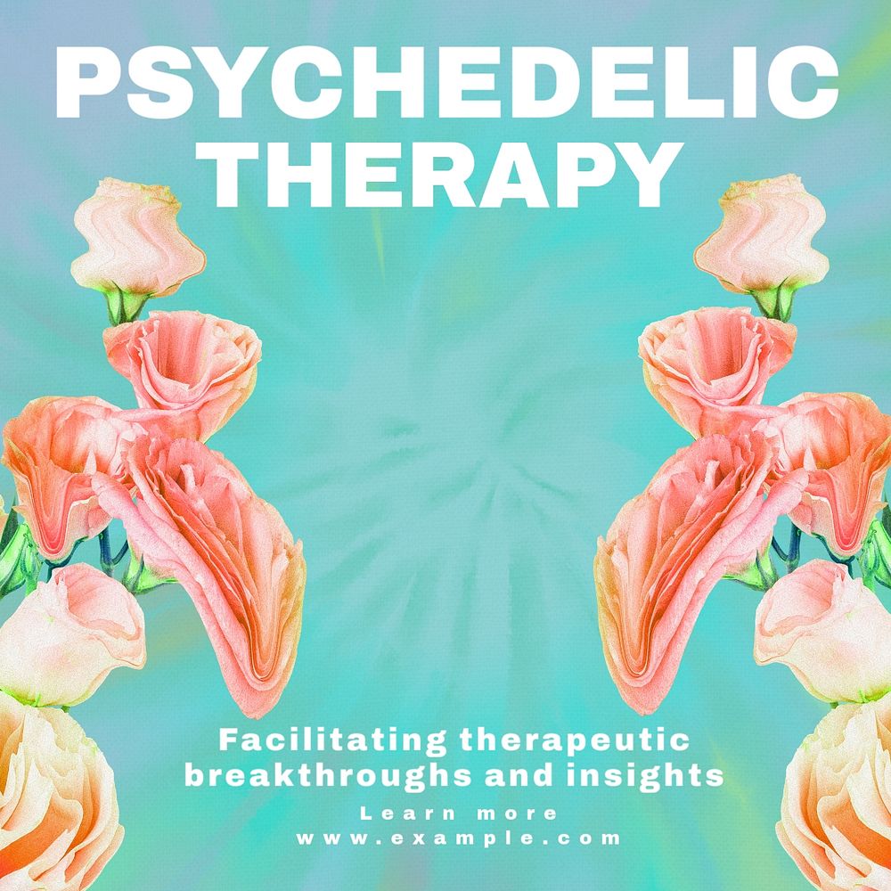 Psychedelic therapy Instagram post template, editable text